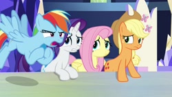 Size: 1920x1080 | Tagged: safe, imported from derpibooru, screencap, applejack, fluttershy, rainbow dash, rarity, pony, between dark and dawn