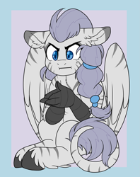 Size: 2735x3450 | Tagged: safe, artist:twisted-sketch, imported from derpibooru, oc, oc only, oc:zerstörer, oc:zulu, hippogriff, original species, zebragriff, boi, leonine tail, meme, solo, talons, unshorn fetlocks, zerb