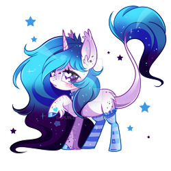 Size: 800x800 | Tagged: safe, artist:ipun, imported from derpibooru, oc, oc only, pony, unicorn, clothes, deviantart watermark, ethereal mane, female, mare, obtrusive watermark, raised hoof, simple background, socks, solo, starry mane, striped socks, transparent background, watermark