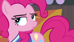 Size: 1280x720 | Tagged: safe, imported from derpibooru, screencap, pinkie pie, earth pony, pony, common ground, female, mare, pinkie pie is not amused, solo, unamused