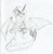 Size: 4403x4528 | Tagged: safe, artist:foxtrot3, imported from derpibooru, oc, oc only, oc:night, draconequus, snake, batty, danger noodle, draconequus oc, smiling, solo, traditional art, transformed