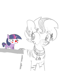 Size: 1440x1681 | Tagged: safe, artist:tjpones, artist:tjpones edits, color edit, edit, imported from derpibooru, twilight sparkle, pony, unicorn, zebra, blush sticker, blushing, chubbie, clown, clown nose, colored, cute, daaaaaaaaaaaw, duo, ear piercing, face paint, female, grayscale, mare, meta, monochrome, pencil drawing, piercing, red nose, simple background, smol, they know, tiny, tiny ponies, tjpones is trying to murder us, tjpones knows who twi clown is, traditional art, twiabetes, twiggie, unicorn twilight, zebra oc