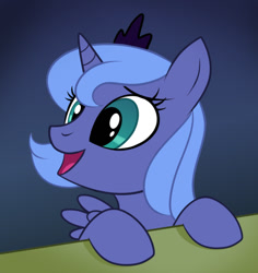 Size: 601x638 | Tagged: safe, artist:chadrocco, imported from derpibooru, princess luna, alicorn, pony, cute, female, filly, lunabetes, smiling, woona, younger