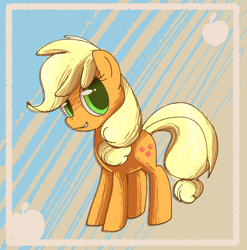 Size: 1932x1953 | Tagged: safe, artist:andromedasparkz, imported from derpibooru, applejack, earth pony, pony, female, mare, newbie artist training grounds, simple background, smiling, solo, standing