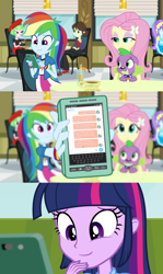 Size: 1280x2142 | Tagged: safe, edit, edited screencap, editor:binkyt11, imported from derpibooru, screencap, aqua blossom, drama letter, fluttershy, rainbow dash, spike, twilight sparkle, watermelody, dog, equestria girls, rainbow rocks, emoji, meme, phone, positive ponies, rainbow dash phone meme, rainbow dash's phone, spike the dog, spike's dog collar, text, texts from ponies