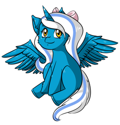 Size: 1615x1674 | Tagged: safe, artist:xpasteque, imported from derpibooru, oc, oc:fleurbelle, alicorn, pony, adorabelle, alicorn oc, bow, cute, female, hair bow, looking at you, mare, ocbetes, sitting