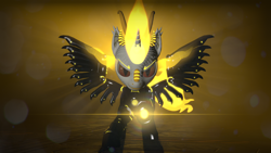 Size: 3840x2160 | Tagged: safe, artist:phoenixtm, imported from derpibooru, oc, oc:delta firedash, dracony, hybrid, 3d, angry, armor, armored wings, dracony alicorn, god of fire, lens flare, looking at you, mane of fire, source filmmaker, spread wings, tail of fire, wings