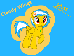 Size: 1268x968 | Tagged: safe, artist:thunder burst, imported from derpibooru, oc, oc only, oc:cloudy wings, pegasus, pony, cute, esmeralda, solo