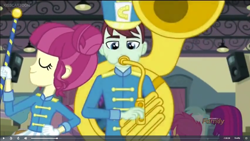 Size: 1366x768 | Tagged: safe, imported from derpibooru, screencap, lyra heartstrings, majorette, mystery mint, scootaloo, sweeten sour, equestria girls, friendship games, background human, low quality, musical instrument, sousaphone, tuba, unnamed character, unnamed human