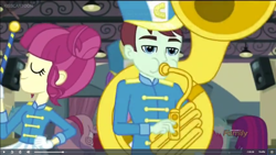 Size: 1366x768 | Tagged: safe, imported from derpibooru, screencap, majorette, mystery mint, sweeten sour, sweetie belle, equestria girls, friendship games, background human, chs rally song, low quality, musical instrument, shako, sousaphone, tuba, unnamed character, unnamed human