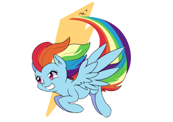 Size: 842x595 | Tagged: safe, artist:shelltoon, imported from derpibooru, rainbow dash, pegasus, pony, female, flying, newbie artist training grounds, rainbow, simple background, solo, transparent