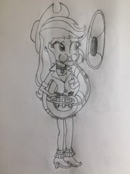 Size: 2448x3264 | Tagged: safe, artist:puffedcheekedblower, imported from derpibooru, applejack, equestria girls, alternate universe, musical instrument, sousaphone, tuba