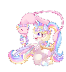 Size: 1000x1087 | Tagged: safe, artist:loyaldis, imported from derpibooru, oc, mew, pony, heart eyes, pokémon, wingding eyes