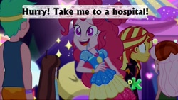 Size: 1152x648 | Tagged: safe, edit, edited screencap, imported from derpibooru, screencap, pinkie pie, sunset shimmer, velvet sky, equestria girls, equestria girls series, sunset's backstage pass!, spoiler:eqg series (season 2), clothes, female, geode of sugar bombs, magical geodes, music festival outfit