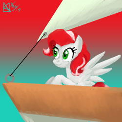 Size: 1750x1750 | Tagged: safe, artist:kelseyleah, imported from derpibooru, oc, oc only, oc:peppermint pattie, pegasus, pony, boat, female, mare, solo