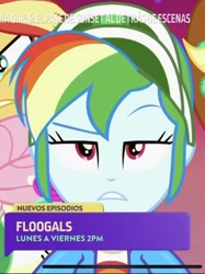 Size: 589x786 | Tagged: safe, imported from derpibooru, screencap, applejack, fluttershy, rainbow dash, sunset shimmer, equestria girls, equestria girls series, sunset's backstage pass!, spoiler:eqg series (season 2), cropped, female, rainbow dash is not amused, raised eyebrow, solo focus, unamused