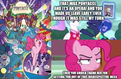 Size: 769x500 | Tagged: safe, edit, edited screencap, imported from derpibooru, screencap, pinkie pie, ponyacci, princess celestia, princess luna, twilight sparkle, alicorn, earth pony, pony, unicorn, between dark and dawn, annoyed, female, mare, royal sisters, speech bubble, unicorn twilight