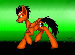Size: 2338x1700 | Tagged: artist needed, safe, imported from derpibooru, oc, oc only, oc:lekonar, pegasus, pony, male, raised hoof, solo, stallion