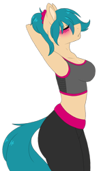 Size: 700x1181 | Tagged: safe, artist:melodytheartpony, imported from derpibooru, oc, oc:sugarheart, anthro, armpits, blushing, clothes, female, pose, sexy, sweat