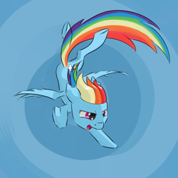 Size: 1024x1024 | Tagged: safe, artist:chaosmalefic, imported from derpibooru, rainbow dash, pony, action pose, female, flying, open mouth, solo