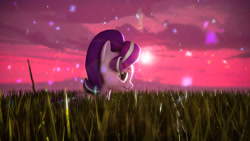 Size: 1920x1080 | Tagged: safe, artist:r-3399, imported from derpibooru, starlight glimmer, pony, 3d, female, field, lens flare, smiling, solo, source filmmaker, twilight (astronomy)