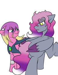 Size: 2448x3200 | Tagged: safe, artist:jolliapplegirl, imported from derpibooru, princess skyla, tantabus, oc, oc:incubus, pegasus, pony, bandage, cloak, clothes, face markings, facial markings, next generation, offspring, parent:princess cadance, parent:princess luna, parent:shining armor, parents:shiningcadance, story included