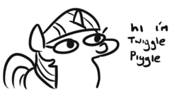 Size: 556x294 | Tagged: safe, artist:jargon scott, imported from derpibooru, twilight sparkle, pony, black and white, female, grayscale, lineart, monochrome, simple background, solo, twiggie, twiggy piggy, white background