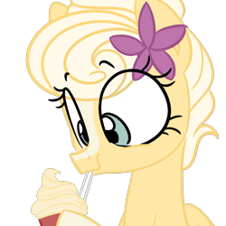 Size: 1280x1280 | Tagged: safe, artist:herfaithfulstudent, imported from derpibooru, oc, oc only, oc:aloha isle, pegasus, pony, dole whip, flower, simple background, sipping, solo, straw, transparent background