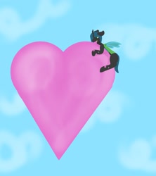 Size: 1600x1800 | Tagged: safe, artist:krumpcakes, imported from derpibooru, queen chrysalis, changeling, changeling queen, abstract background, biting, cute, cutealis, female, heart, nom, solo