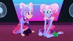 Size: 1366x768 | Tagged: safe, imported from derpibooru, screencap, kiwi lollipop, supernova zap, equestria girls, equestria girls series, sunset's backstage pass!, spoiler:eqg series (season 2), amplifier, just friends, k-lo, postcrush, sad, stage, su-z, teary eyes