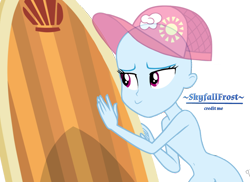 Size: 1990x1448 | Tagged: safe, artist:skyfallfrost, imported from derpibooru, gladys, blue crushed, equestria girls, equestria girls series, base, he doesn't deserve you, nudity, surfboard