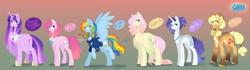 Size: 5704x1592 | Tagged: safe, artist:darlyjay, imported from derpibooru, applejack, fluttershy, pinkie pie, rainbow dash, rarity, twilight sparkle, alicorn, earth pony, pegasus, pony, unicorn, clothes, mane six, older, twilight sparkle (alicorn), uniform, wonderbolts dress uniform