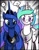 Size: 443x569 | Tagged: safe, artist:pencils, imported from derpibooru, princess celestia, princess luna, alicorn, pony, collar, jewelry, looking at you, necklace, traditional art, varying degrees of want