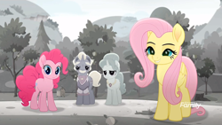 Size: 1920x1080 | Tagged: safe, imported from derpibooru, screencap, fluttershy, mr. hoofington, mrs. hoofington, pinkie pie, pony, rainbow roadtrip, smug