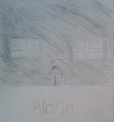 Size: 1024x1104 | Tagged: safe, artist:gameplay the pony, imported from derpibooru, oc, oc:gameplay, anthro, alone, clothes, darkness, depressed, depression, floppy ears, friendless, hoodie, lonely, male, monochrome, not cared for, old art, room, sad, solo, text, traditional art, uncared, unloved