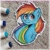 Size: 3096x3096 | Tagged: safe, artist:ovorii, imported from derpibooru, rainbow dash, pegasus, pony, :3, bust, chest fluff, ear fluff, female, looking at you, photo, portrait, solo, traditional art