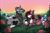 Size: 6071x4000 | Tagged: safe, artist:pvrii, artist:silent-shadow-wolf, imported from derpibooru, oc, oc only, oc:aether, oc:bramble patch, bat pony, griffon, pony, bat pony oc, bush, chest fluff, couple, duo, ear fluff, female, flower, flower in hair, grass, grass field, griffon oc, looking at each other, male, mare, stars, sunset, wings