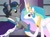 Size: 2732x2048 | Tagged: safe, artist:justsomepainter11, imported from derpibooru, king sombra, princess celestia, alicorn, pony, unicorn, cape, celestibra, clothes, couple, cravat, crown, eye contact, female, good king sombra, jewelry, looking at each other, male, peytral, regalia, robe, shipping, show accurate, straight