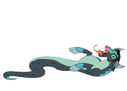 Size: 7000x5000 | Tagged: safe, anonymous artist, edit, imported from derpibooru, oc, oc only, ophiotaurus, frenemies (episode), cloven hooves, fangs, female, forked tongue, not chrysalis, on back, open mouth, simple background, solo, tongue out, transparent background