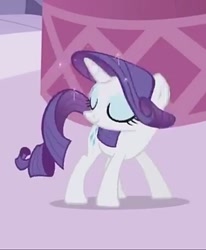 Size: 376x456 | Tagged: safe, imported from derpibooru, screencap, rarity, pony, unicorn, season 1, the ticket master, animation error, cropped, error, eyes closed, female, great moments in animation, mare, solo, wat, weird