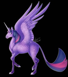 Size: 1053x1200 | Tagged: safe, artist:mapleicious, artist:mapleiciousmlp, imported from derpibooru, twilight sparkle, alicorn, pony, andalusian, coat markings, dappled, female, leonine tail, profile, signature, simple background, solo, spread wings, transparent background, twilight sparkle (alicorn), wings