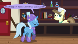 Size: 1280x720 | Tagged: safe, artist:evil-dec0y, imported from derpibooru, roma, trixie, earth pony, pony, unicorn, comic:trixie vs., comic:trixie vs. hearth's warming, comic, winter outfit