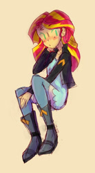 Size: 665x1207 | Tagged: safe, artist:odiiette, imported from derpibooru, sunset shimmer, human, equestria girls, blushing, cute, female, shimmerbetes, solo, tan background
