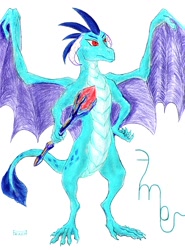 Size: 798x1080 | Tagged: safe, artist:mirdal, imported from derpibooru, princess ember, dragon, bloodstone scepter, dragon lord ember, fanfic art, female, gragoness, traditional art