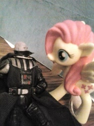 Size: 960x1280 | Tagged: safe, artist:dex stewart, imported from derpibooru, fluttershy, human, pegasus, pony, anakin skywalker, darth vader, female, irl, photo, return of the jedi, star wars, toy