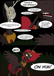 Size: 2480x3508 | Tagged: safe, imported from derpibooru, discord, oc, oc:nightmare star, alicorn, pony, comic:prelude to creation, clothes, comic, female, male, mare, stallion