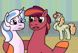 Size: 2048x1414 | Tagged: safe, artist:kindheart525, imported from derpibooru, oc, oc only, oc:discovery, oc:primrose, oc:somerset sour cider, earth pony, pony, unicorn, kindverse, offspring, parent:big macintosh, parent:cheerilee, parent:fancypants, parent:fleur-de-lis, parent:sugar belle, parents:cheerimac, parents:fancyfleur, parents:sugarmac, transgender, vitiligo
