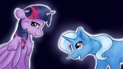 Size: 1920x1080 | Tagged: safe, artist:ruushiicz, imported from derpibooru, trixie, twilight sparkle, alicorn, pony, unicorn, chest fluff, female, lesbian, shipping, twilight sparkle (alicorn), twixie