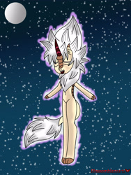 Size: 3024x4032 | Tagged: safe, imported from derpibooru, oc, oc:aurora, oc:blossomblaze, kirin, female, night, singing, sky background, spikey mane, white hair
