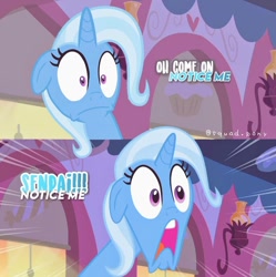 Size: 1080x1083 | Tagged: artist needed, safe, edit, edited screencap, imported from derpibooru, screencap, trixie, pony, unicorn, female, manip, mare, notice me senpai, oh come on, open mouth, senpai, wide eyes